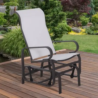 Outdoor Mesh Glider Swing Chair. Brown Beige Color., View more