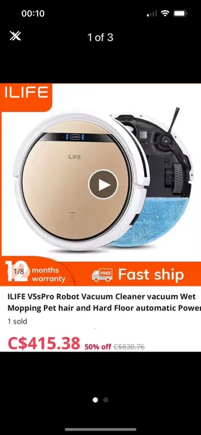 Buy one set get one free iLife V5s Pro Robot Vacuum Cleaner Both asks for $95 Vacuum alone without a...