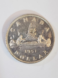 1951 Canadian Silver Dollar . King Geaorge . Voyageur