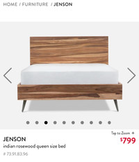 STRUCTUBE JENSONindian rosewood king size bed# 52.22.73.96