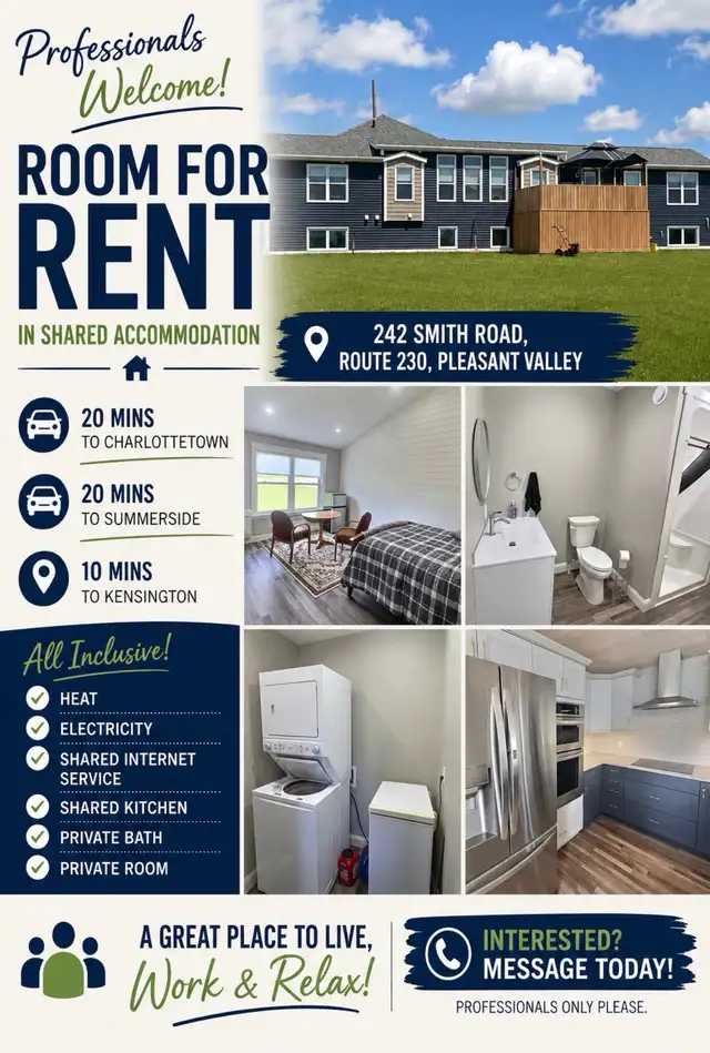 Room to Rent all inclusive Pleasant Valley in Room Rentals & Roommates in Summerside - Image 2