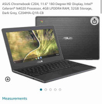 ASUS Chromebook C204, 11.6" 180 Degree HD Display, Intel® Celero
