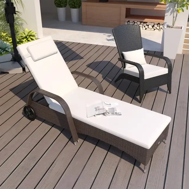 Wicker Chaise Lounge, Outdoor Lounge Chair, PE Rattan Patio Sun  in Patio & Garden Furniture in Markham / York Region - Image 10
