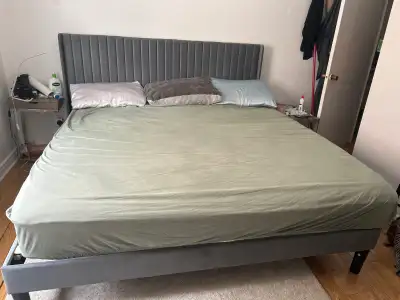 King size bed frame and mattress, View more