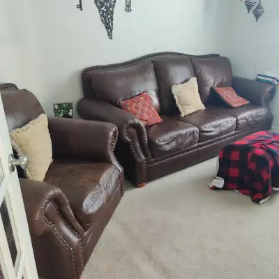 Sofa Set - Genuine Leather - Used, View more