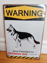 Warning Protected by German Shepherd Vintage Metal Sign 12 x 8