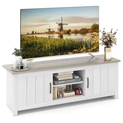 Farmhouse TV Stand for TVs up to 65'' Media Console Center w/ Do, View more