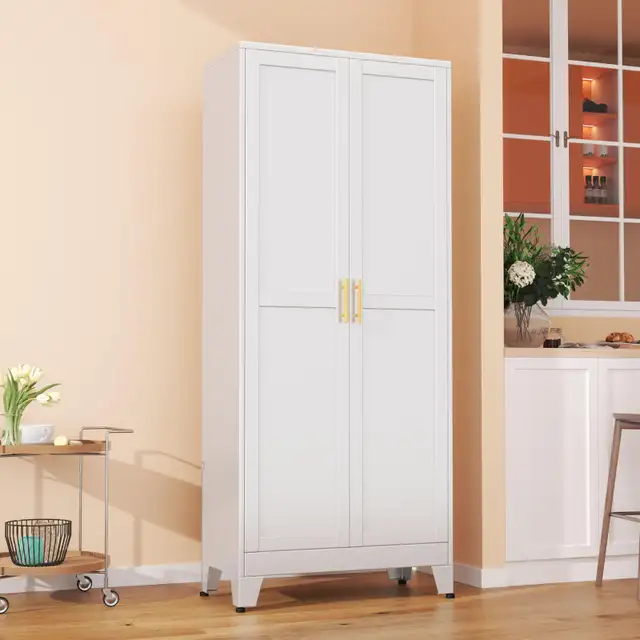 pozdeg 75” Tall Pantry Cabinet, Metal Kitchen Storage in Bookcases & Shelving Units in City of Toronto - Image 3