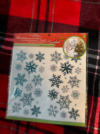 Christmas decorative stickers blue snowflakes for door / wall