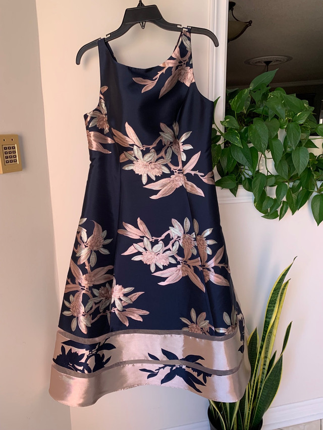 Navy Blue Dress with Metallic Floral Prints in Women's - Dresses & Skirts in Mississauga / Peel Region