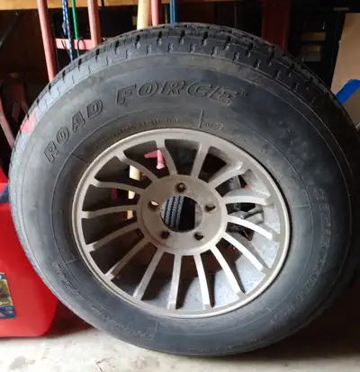 Here are four classic 14-inch 15-spoke turbine unilug five-bolt rims for your vintage car, truck, or...