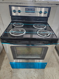Like New Whirlpool 30" Stainless Steel Electric Coil Stove Oven