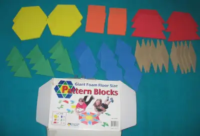 - Giant Foam Pattern Blocks in box. - clean from a smoke free environment xb6061