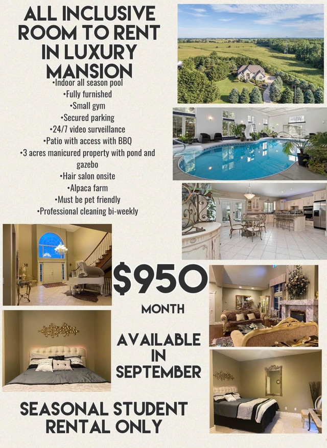 Ridgetown luxury room to rent near university of Guelph Campus Long