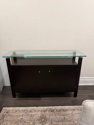 chocolate brown glass top buffet , View more
