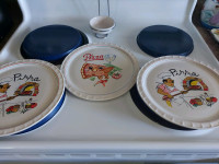 SET OF 3 VINTAGE PIZZA  PLATES X-COND, CLEAN $3.00