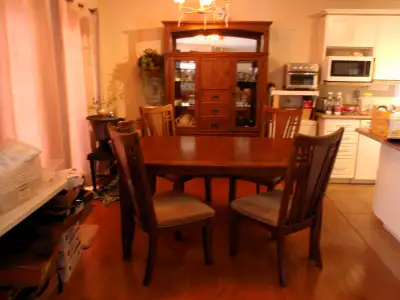 Kitchen Dining Room Table and China Display Cabinet Hutch 4 Seat, View more