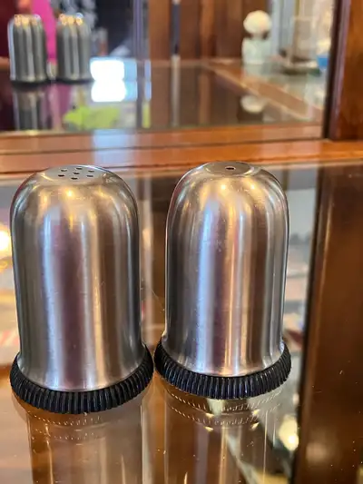 Vintage Stainless Steel Salt and Pepper Shakers, View more