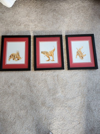 Boys room dinosaur framed art set of three