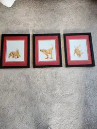 Boys room dinosaur framed art set of three