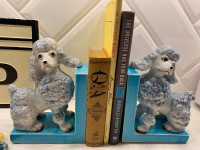 Retro set of two 1950s Blue Poodle Bookends