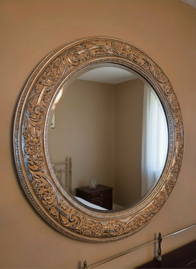 Beautiful ornate mirror • round • large, View more