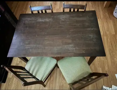 Garage cleaning! Table and chairs $30 Aluminum brackets for saw horse $10 Baby mirrors for cars $5 e...
