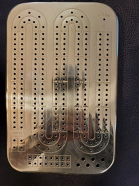 Vintage solid brass diecut made in canada cribbage board