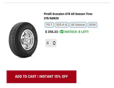 Essentially new; factory take offs when I bought the truck. 500kms maybe on them before I switched t...