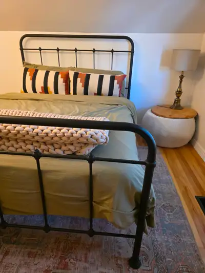 O.B.O Retro Queen Bed with Metal Frame and Box Spring, View more