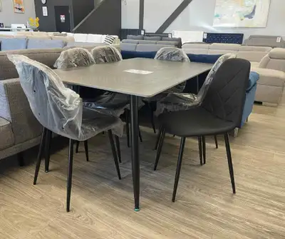 6-SEATER DINING SET  W/ BLACK MARBLE FINISH ✨, View more