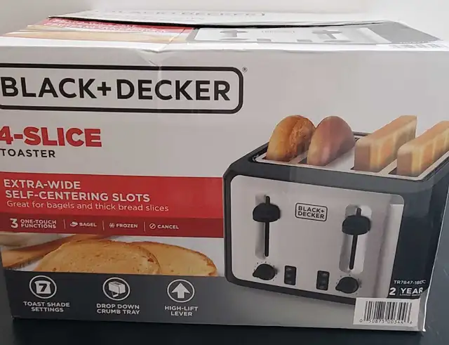 Black + Decker 4 Slice Toaster Extra Wide Slots in Toasters & Toaster Ovens in Mississauga / Peel Region - Image 2