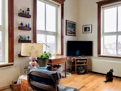Stunning two bedroom, two storey corner loft on 4 Acres in the historic Teachers College. One of the...