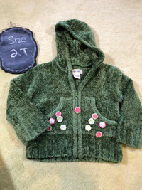 Cherokee Girls Green front Zip Sweater - 2T