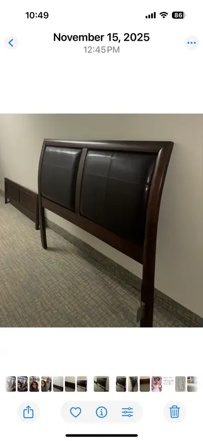 Queen-size bed frame in excellent condition. Includes: • Headboard • Footboard • Side rails Dark esp...