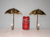 A pair of Vintage Brass Umbrella Coat Hook and Key Holder 

