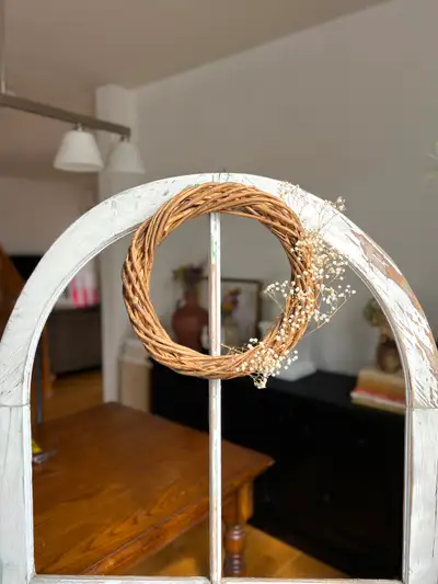 Vintage Wood Wreath with Flowers, View more