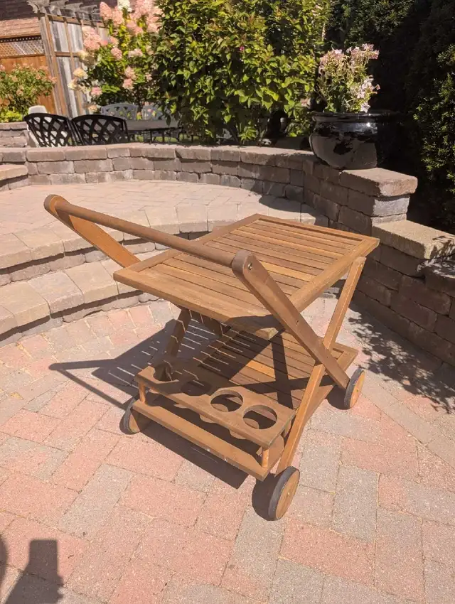 Outdoor Teak Serving Cart in Patio & Garden Furniture in Oshawa / Durham Region - Image 6