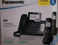 New Panasonic Dect_6.0 3-Handset Corded/Cordless Landline Phone