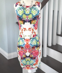 H&M multi-colour floral kaleidoscope sheath dress Size M