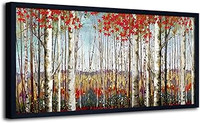 Picture  30 x 60. White Birch with red leaves. New. Canvas