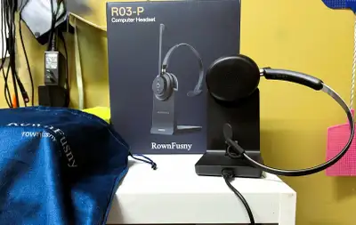 Rownfusny R03-P Wireless Headset: for PC, Gaming, Office, Online, View more
