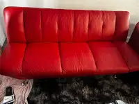 REAL LEATHER SOFA BED