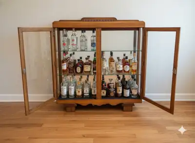 Vintage Solid Walnut Curio/Display Cabinet, View more