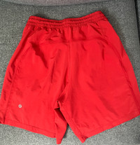 Lululemon Mens Pace Breaker Shorts Red and Black Size Small