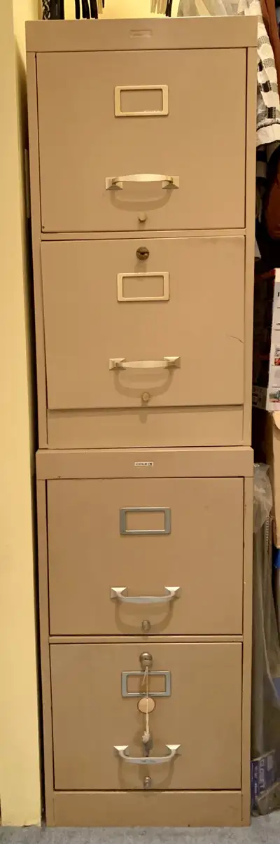 Vintage Cole steel completely fireproof filing cabinets, made in Canada around the 1950s. Very heavy...