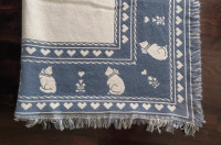 Blue & White Reversible Throw Blanket featuring Cats and Hearts