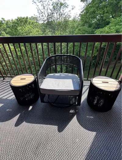 HomeSense Swivel Rocking Patio Chair + 2 Side Tables, View more