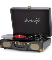 Vinyl record player 3-speed Bluetooth suitcase portable belt-dri