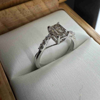18K White Gold Chamis Lab  Emerald Cut Diamond Ring